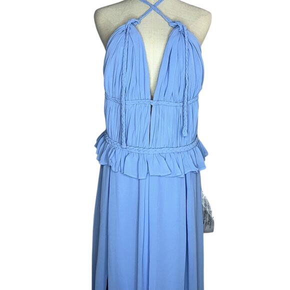 NWT Dress the Population Athena Plunge Cut Out Blue Maxi Dress Gown Size XXL - Picture 5 of 12